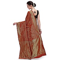 EthnicJunction Womens Kanchipuram Silk Half and Half Woven Saree With Blouse Piece (EJ6004-Kanjeevaram-Black Red_Black & Red)