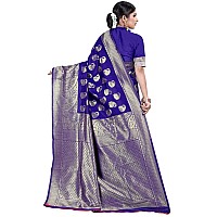 Shasmi Royal Blue Silk Blend Kanchipuram Jacquard Woven Designing Saree for Women (Pari 8 R