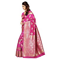 Shasmi Rani Pink and Golden Silk Blend Kanchipuram Jacquard Woven Designing Saree for Women (San Pari 6