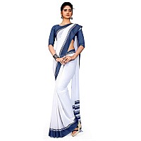 Uniform Sarees Corp Grey White Premium Georgette Mother Teresa Hospital Uniform Sarees for Housekeeping Staff (1623-C)