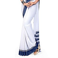 Uniform Sarees Corp Grey White Premium Georgette Mother Teresa Hospital Uniform Sarees for Housekeeping Staff (1623-C)