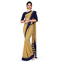 Uniform Sarees Corp Khaki Navy Blue Premium Georgette Plain Border Policel Uniform Sarees for Police Women (1628-C)