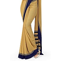 Uniform Sarees Corp Khaki Navy Blue Premium Georgette Plain Border Policel Uniform Sarees for Police Women (1628-C)