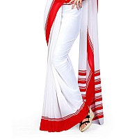 Uniform Sarees Corp Womens Woven Synthetic Saree With Blouse Piece (1626-H_White, Red)