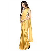 Cloud walker Women Soft Satin Silk Saree With Digital Printed Unstiched Blouse Piece(5.5m Saree +0.8m Blouse Piece). (GOLDEN)