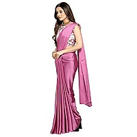 Cloud walker Women Soft Satin Silk Saree With Digital Printed Unstiched Blouse Piece(5.5m Saree +0.8m Blouse Piece). (MAGENTA)