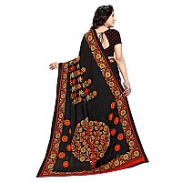 Vaamsi Womens Georgette Printed Traditional Saree With Blouse Piece PC1154Black