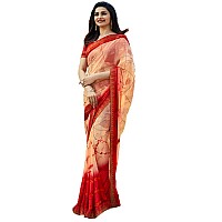 RAJESHWAR FASHION WITH RF Womens Georgette Printed Fancy Sarees For Festival With Jacquard Lace Border & Unstitched Blouse Piece(Beige)