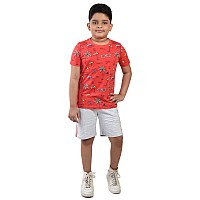 Clothe Funn Boys Coordinate Set Tshirt Shorts Set Coralecru Melange 23 Years