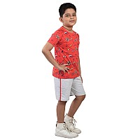 Clothe Funn Boys Coordinate Set Tshirt Shorts Set Coralecru Melange 23 Years