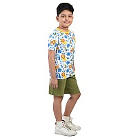 Clothe Funn Boys Coordinate Set Tshirt Shorts Set Offwhiteolive 34 Years