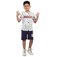 Clothe Funn Boys Coordinate Set Tshirt Shorts Set Whitepurple 23 Years