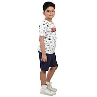 Clothe Funn Boys Coordinate Set Tshirt Shorts Set Whitepurple 23 Years