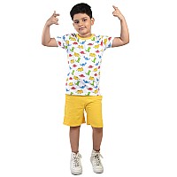 Clothe Funn Boys Coordinate Set Tshirt Shorts Set Whiteyellow 34 Years