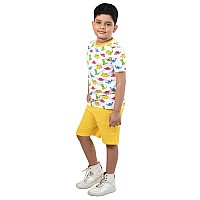 Clothe Funn Boys Coordinate Set Tshirt Shorts Set Whiteyellow 34 Years