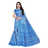 TAMAIRA FASHION Womens Plain Weave Pure Cotton Saree Without Blouse Piece(AB18_Blue)