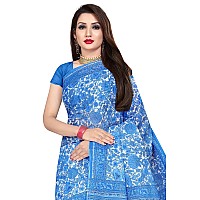 TAMAIRA FASHION Womens Plain Weave Pure Cotton Saree Without Blouse Piece(AB18_Blue)