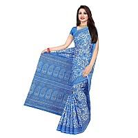 TAMAIRA FASHION Womens Plain Weave Pure Cotton Saree Without Blouse Piece(AB18_Blue)