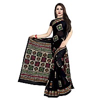 TAMAIRA FASHION Womens Plain Weave Pure Cotton Saree Without Blouse Piece(AB12_Black)