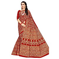 TAMAIRA FASHION Womens Plain Weave Pure Cotton Saree Without Blouse Piece2336Red