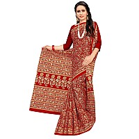 TAMAIRA FASHION Womens Plain Weave Pure Cotton Saree Without Blouse Piece2336Red