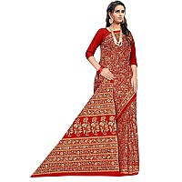 TAMAIRA FASHION Womens Plain Weave Pure Cotton Saree Without Blouse Piece2336Red