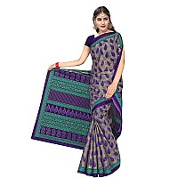 TAMAIRA FASHION Womens Plain Weave Pure Cotton Saree Without Blouse Piece(1354_Grey&Purple)