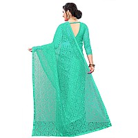 LOROFY Womens Net Saree With BlouseFree Size Light Green