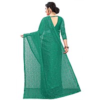 LOROFY Womens Net Saree With BlouseFree Size Dark Green