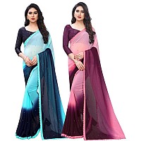 Blue Wish Womens Ethnic Wear Georgette Saree With Unstitched Blouse Piece (DN MAHENDI)