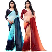 Blue Wish Womens Ethnic Wear Georgette Saree With Unstitched Blouse Piece (DN ORANGE)