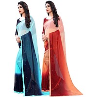 Blue Wish Womens Ethnic Wear Georgette Saree With Unstitched Blouse Piece (DN ORANGE)