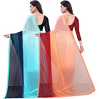 Blue Wish Womens Ethnic Wear Georgette Saree With Unstitched Blouse Piece (DN ORANGE)