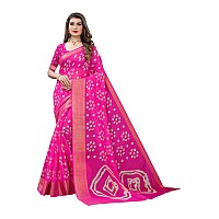 Yashika Womens Printed Linen Zari Saree With Blouse PieceRADHIKA PINK_Free Size