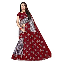 TAMAIRA FASHION Womens Plain Weave Pure Cotton Saree Without Blouse Piece973GreyMaroon