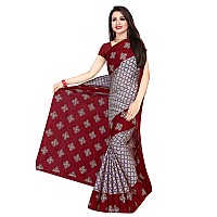 TAMAIRA FASHION Womens Plain Weave Pure Cotton Saree Without Blouse Piece973GreyMaroon