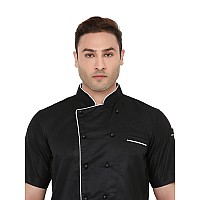 Associated Uniforms Half Sleeve Chef Coat Chef Jacket Smart Fit L40 Black