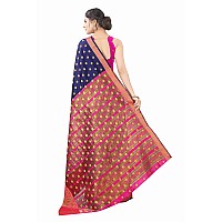 SILK LAND Womes Mulberry Silk Thread Saree with Unstitched Blouse Piece(Blue)