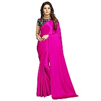 Kaugalian store Soft Satin Silk Saree for Girls and Women with Designer Digital Printed Blouse Piece - Rani