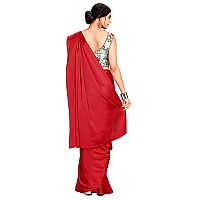 Kaugalian store Soft Satin Silk Saree for Girls and Women with Designer Digital Printed Blouse Piece - Red