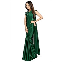 Kaugalian store Soft Satin Silk Saree for Girls and Women with Designer Digital Printed Blouse Piece - Green