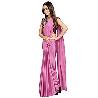 Kaugalian store Women Soft Satin Silk Saree With Digital Printed Unstiched Blouse Piece For Girls And Women. (MAGENTA)