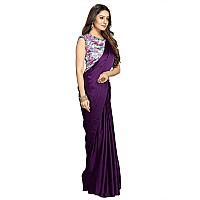 Kaugalian store Elegant Soft Satin Silk Saree for Girls and Women with Designer Digital Printed Blouse Piece Purple