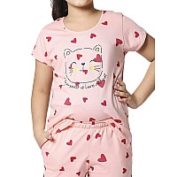 Zeyo Girls Cotton Pink Printed Pajama Set Night Suit Set Pack 5502 1617 Years