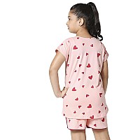 Zeyo Girls Cotton Pink Printed Pajama Set Night Suit Set Pack 5502 1617 Years