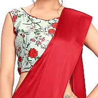 Cloud walker Women Soft Satin Silk Saree With Digital Printed Unstiched Blouse Piece55m Saree 08m Blouse Piece RED