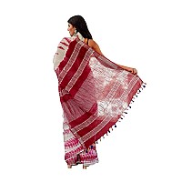 HAIDER ALI AND SONS Womens Linen Slub Shibori Design Saree with Blouse (Multicolour) (PINK 2)