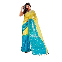 HAIDER ALI AND SONS Womens Linen Slub Shibori Design Saree with Blouse (Multicolour) (YELLOW)