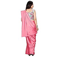 Anant Designer Studio Womens Woven Satin Saree With Blouse Piece SatinDesigner BlousePink