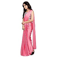 Anant Designer Studio Womens Woven Satin Saree With Blouse Piece SatinDesigner BlousePink